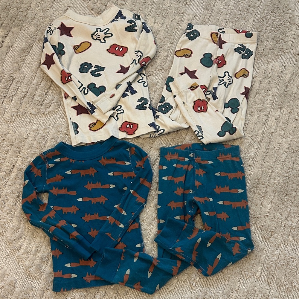 Hanna Andersson Kids Pajama Set - Cream and Teal